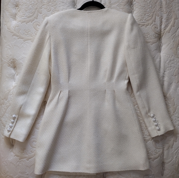 NWT Self-Portrait Boucle Tailored Mini Dress in Cream Women's size 8 - Picture 4 of 11